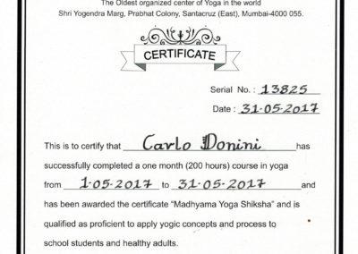 Certificato Yoga TYI